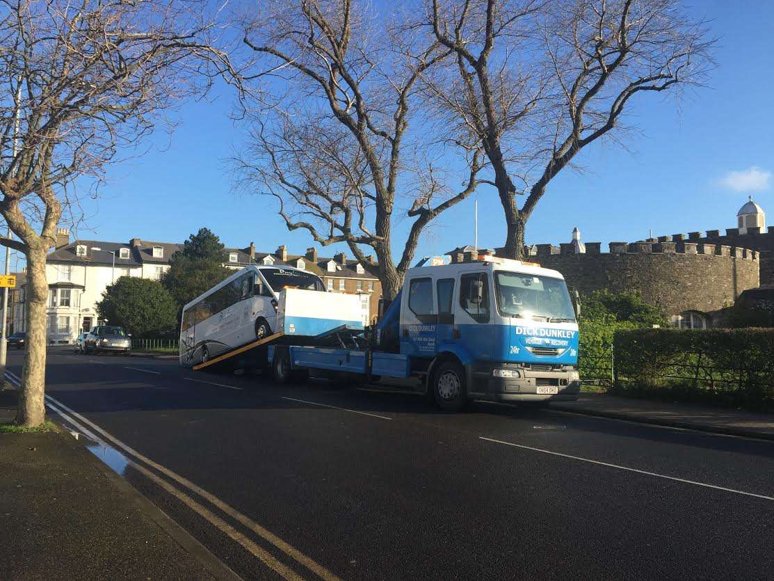 The Bayliss mini-bus has been removed from the scene after it had broken down