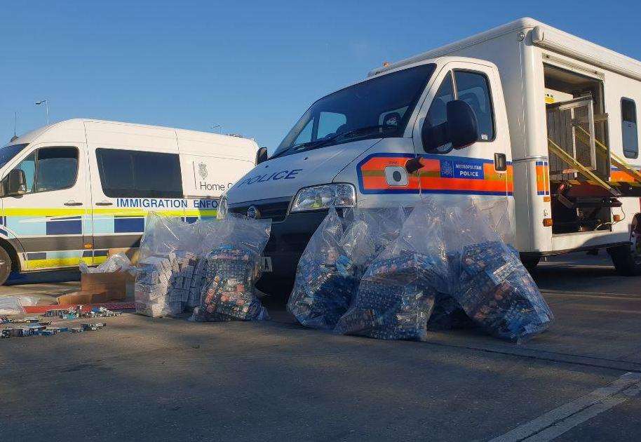 Thousands of cigarettes were found in a vehicle at Folkestone Services. Picture: Kent RPU (6001217)