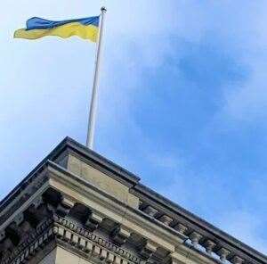 Ukraine flag flying over County Hall in Maidstone