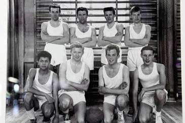 Mick Jagger, top right, aged 17 as team captain of Dartford Grammar School's basketball team in 1960