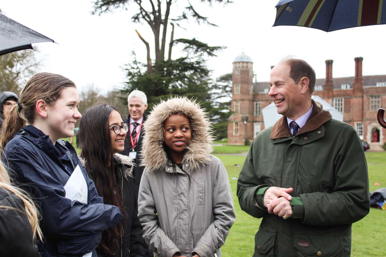 Prince Edward, Earl of Wessex, with Kent school children at Cobham Hall