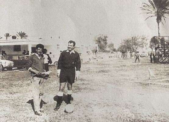 Bob (right) refereed a game in Libya in 1980 (59638366)