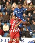 Delroy Facey wins this header. Picture: GRANT FALVEY