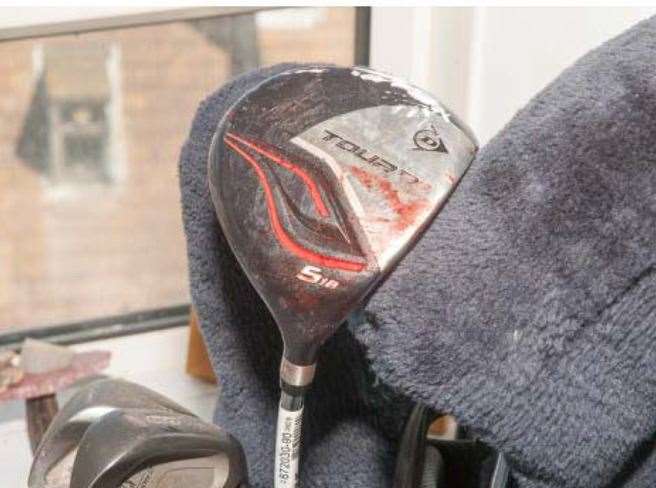 One of the golf clubs used in the attack