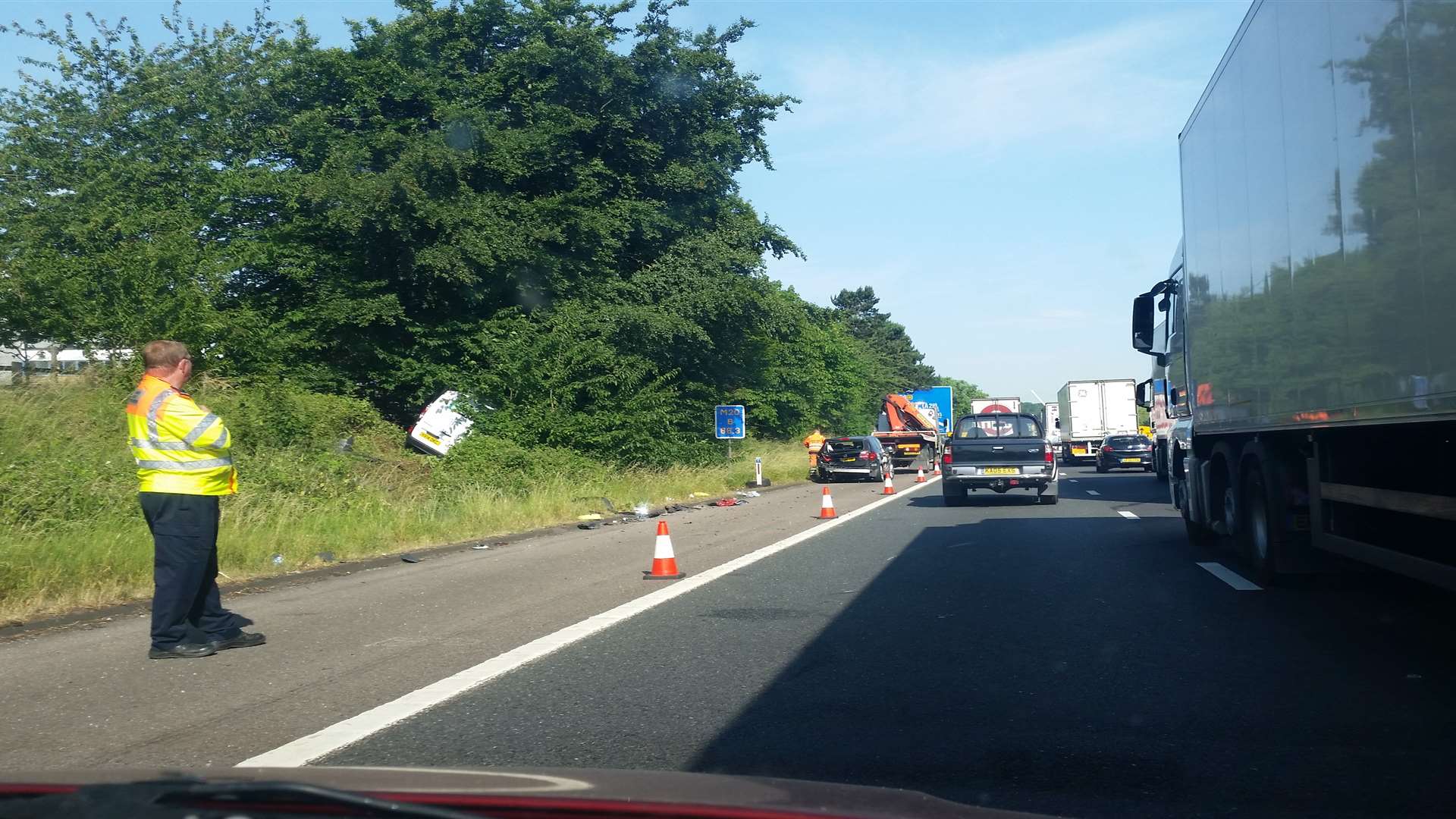 An accident on the M20 added to the traffic chaos