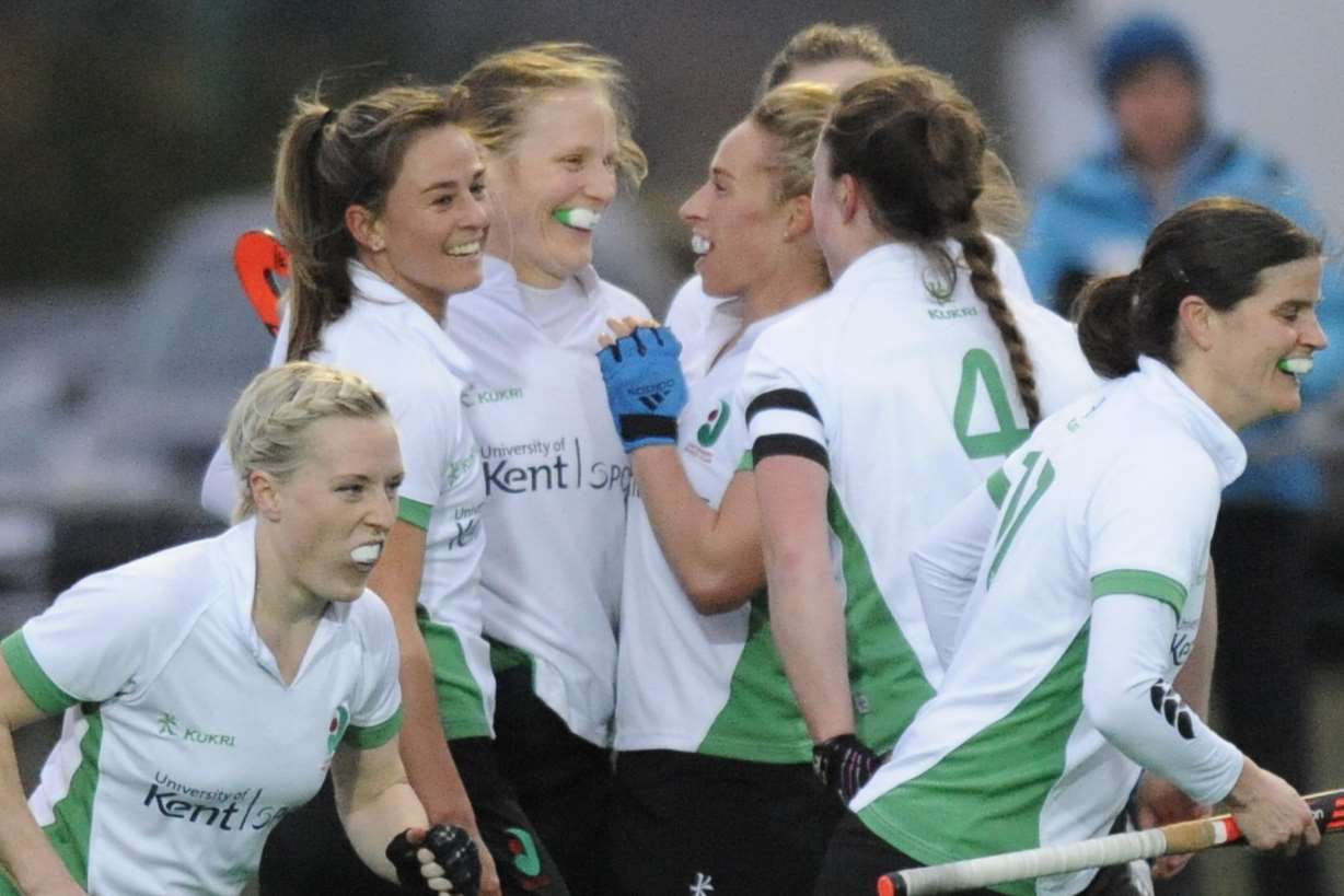Mel Clewlow, third left, celebrates her winner against Holcombe Picture: Tony Flashman