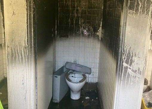 A toilet destroyed by the fire. Picture: Swale council