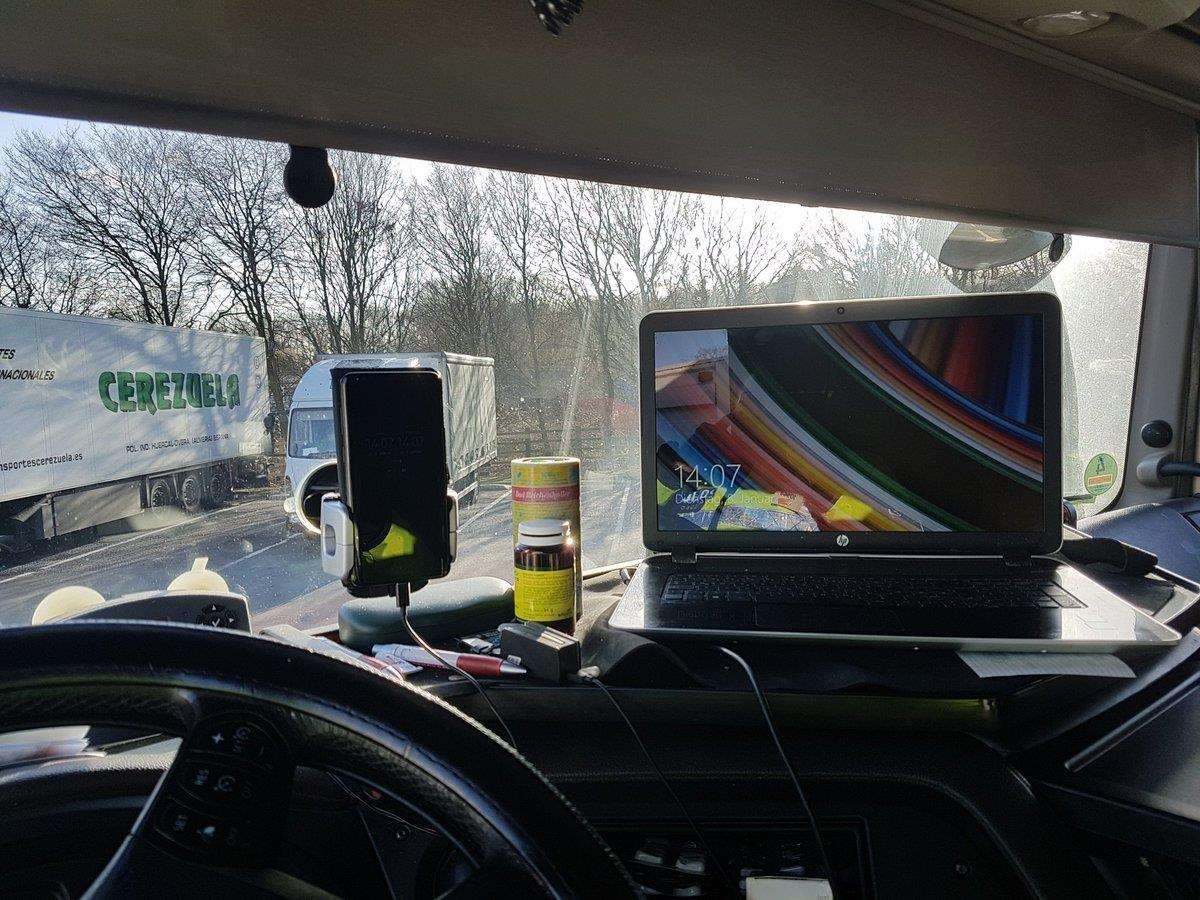 Kent Police Roads Policing Unit tweeted this picture after fining a lorry driver for using a laptop while driving (6423141)