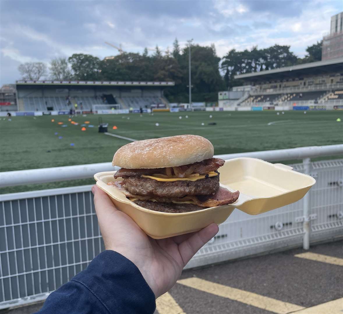 A bacon double cheeseburger at Maidstone United's Gallagher Stadium will set you back £8