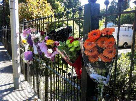 Flowers and cards at the scene of the accident in Sharnel Street, High Halstow