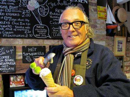 Owner of Sundae Sundae Steve Graham from Whitstable shows off his Brussel sprout icecream
