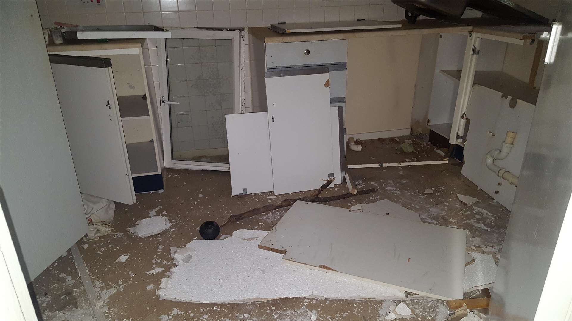 The trashed kitchen in one house