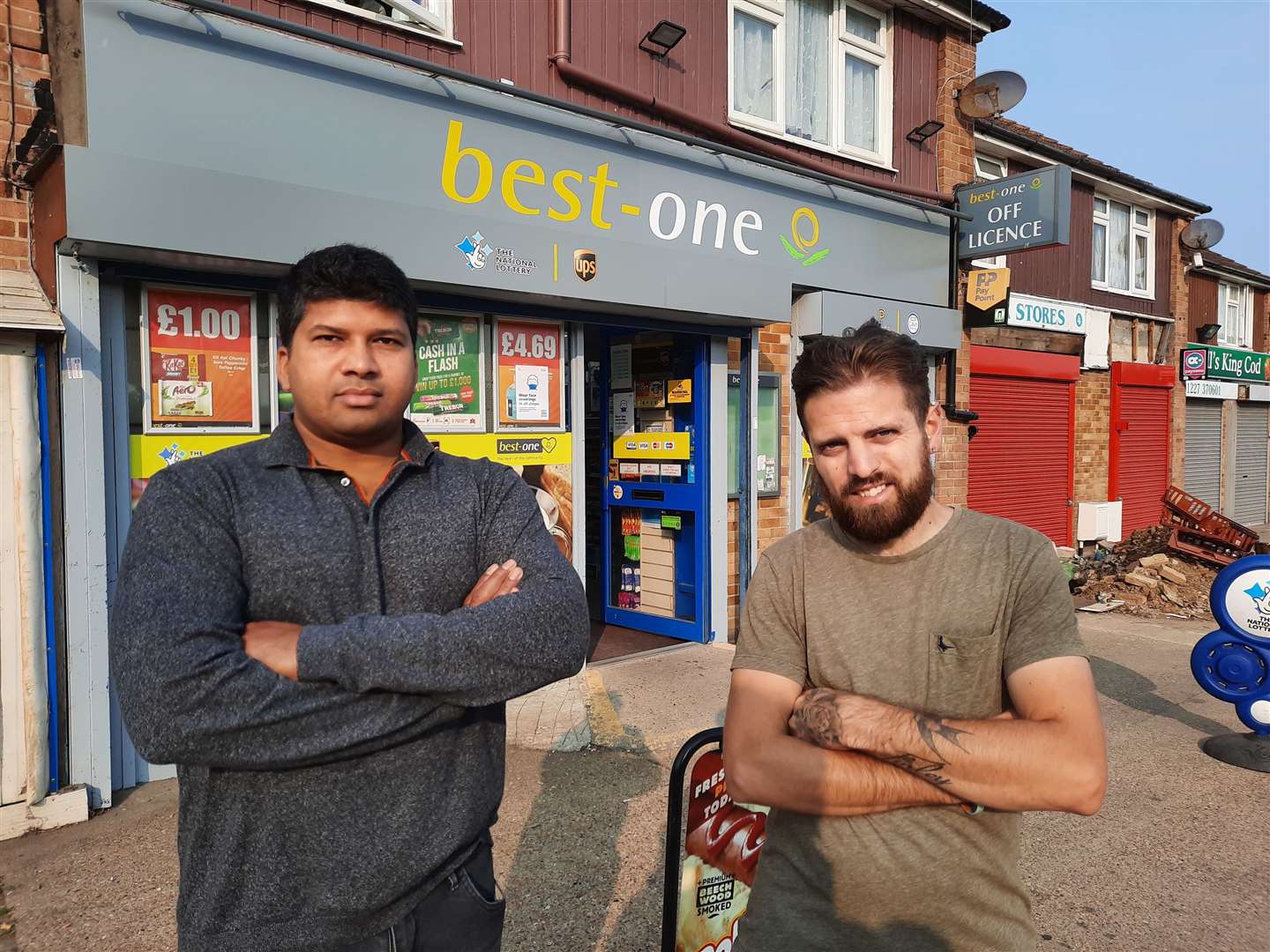 Best-One owner Velupillai Niroshan with shop assistant Rich Butcher