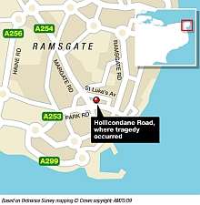 The tragedy happened in Hollicondane Road, Ramsgate at 4.40pm yesterday. Graphic: James Norris