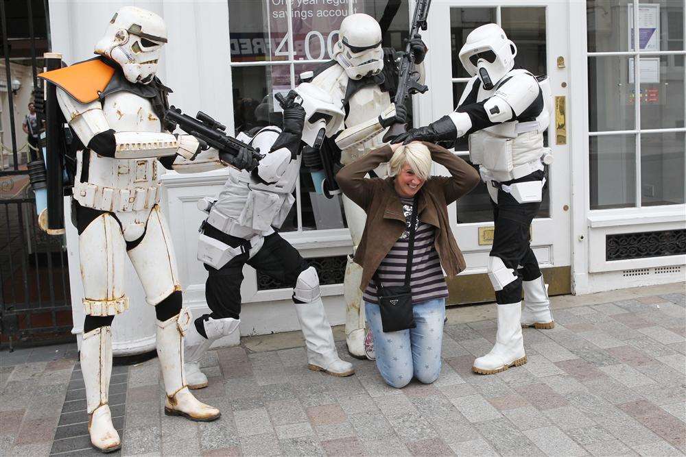 Charley Gardiner from Rochester is taken by surprise by Star Wars characters at last year's Demoncon