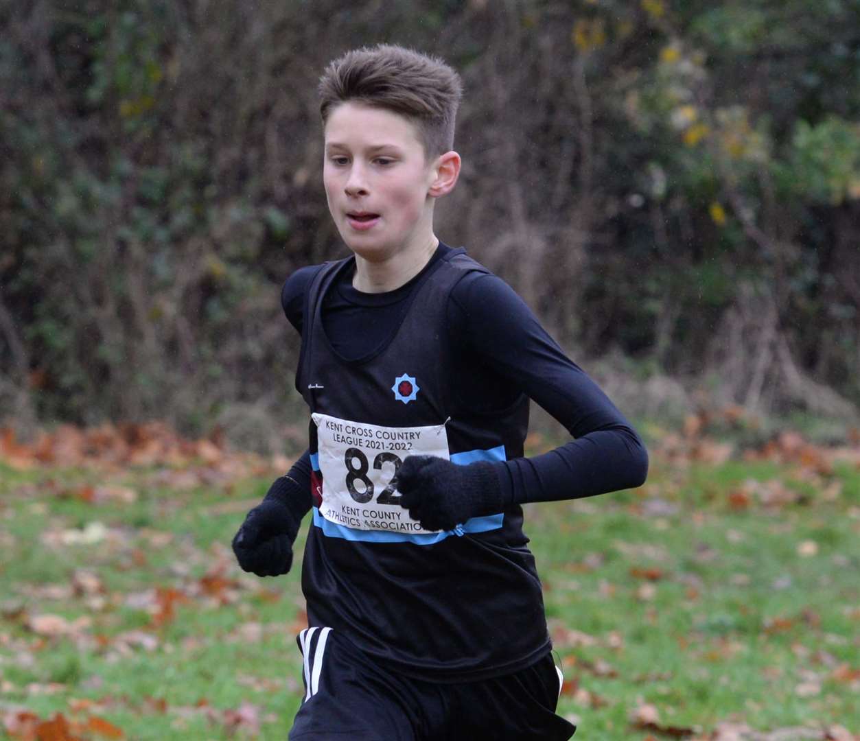 Lucas Elmqvist of Blackheath & Bromley Harriers set the pace in the under-13 boys' race. Picture: Chris Davey (53364434)