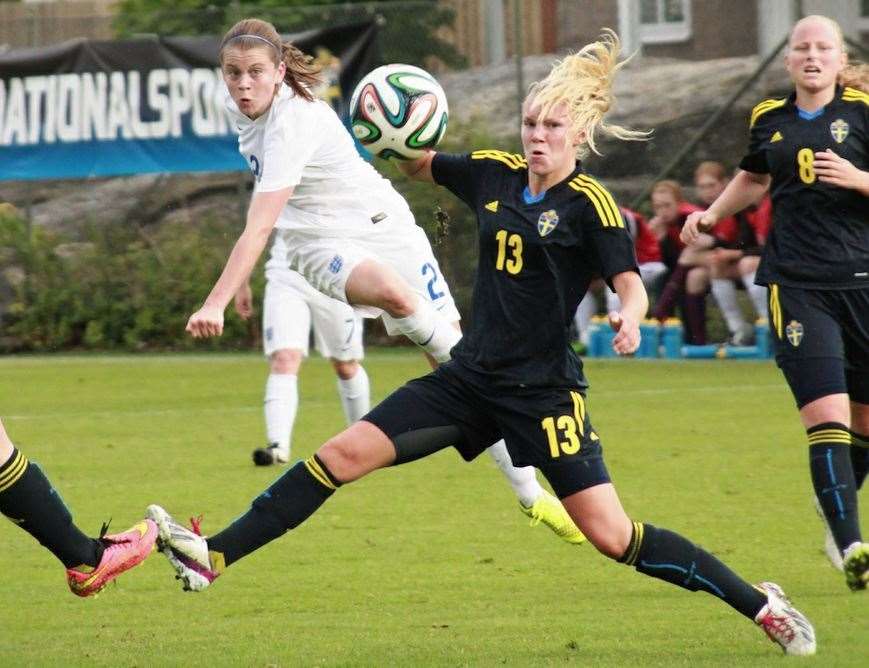 Alessia Russo, pictured on Nordic Cup duty for England under-17s, represented her country through the age groups before making her senior debut in 2020.