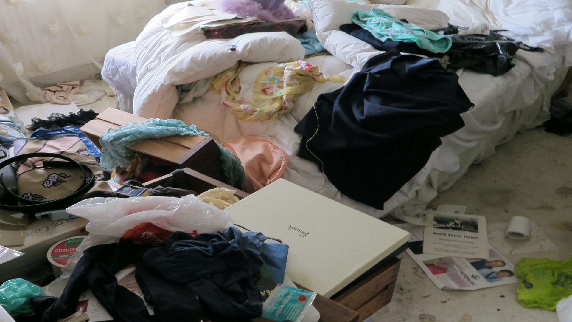 Mrs Smith's ransacked bedroom