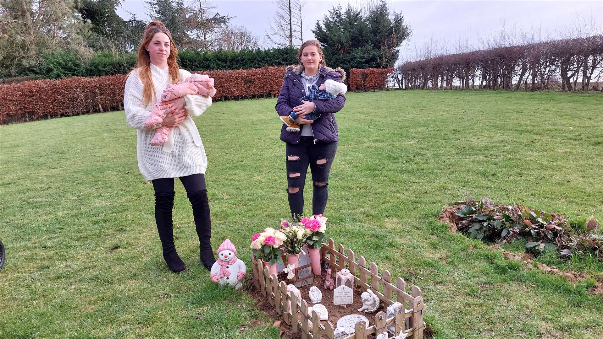 Carys Berry and Abigail White say they were shocked after receiving a letter asking them to remove decorations from their babies' graves in Boughton-under-Blean