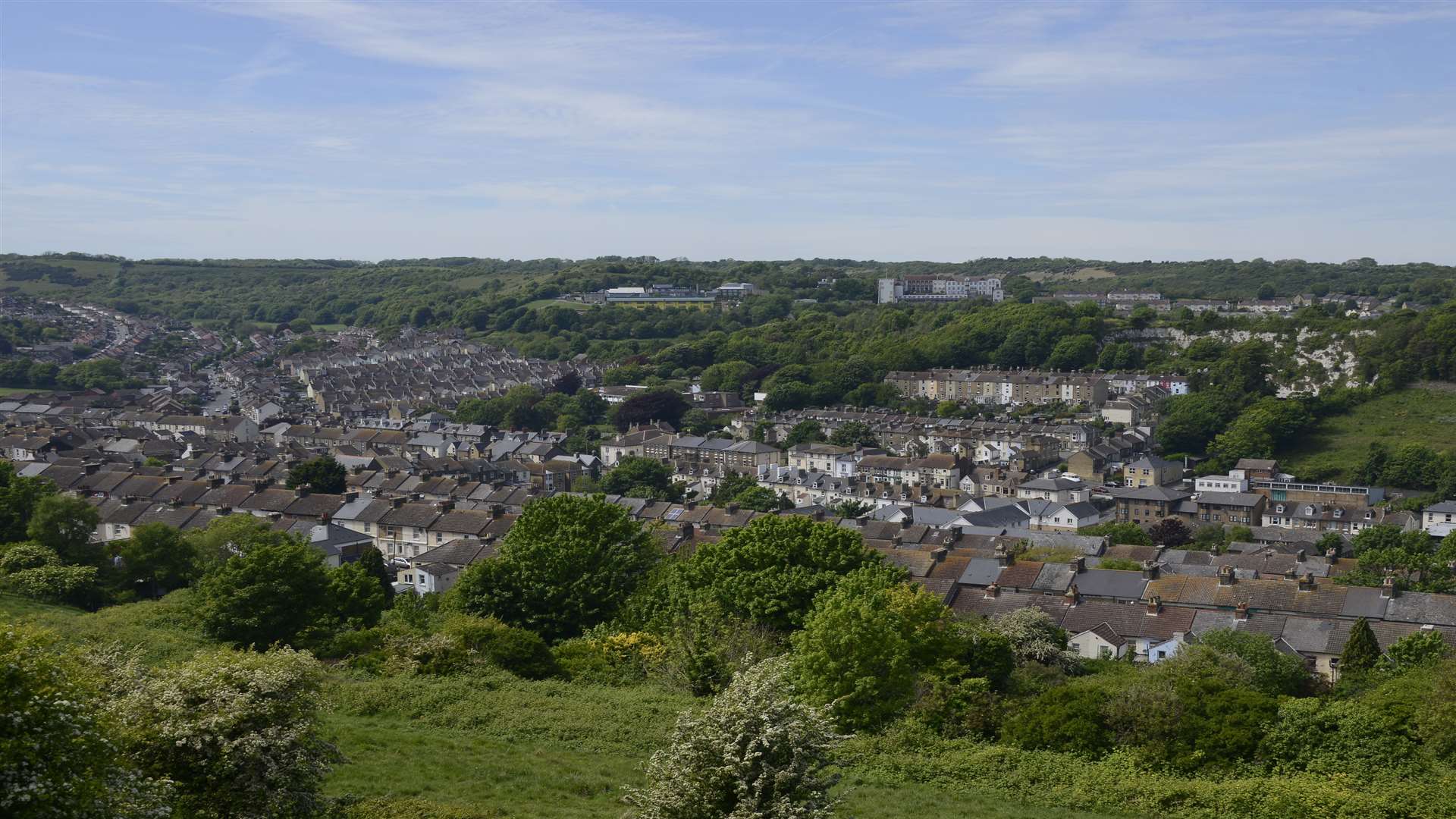 The Clarendon and Westbury neighbourhood in the foreground. Among Dover's poorer areas
