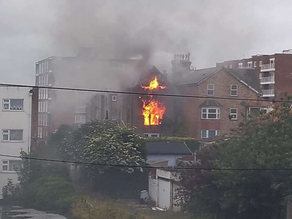 The fire engulfed the flat in Ethelbert Road in Birchington