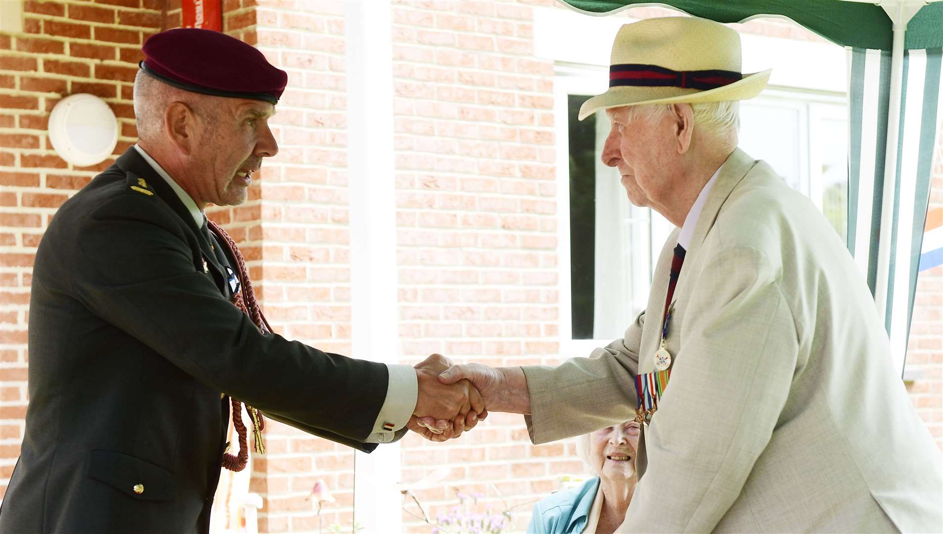 Roy Cook was presented with the Dutch Liberation Medal by Lieutenant Colonel Rob Arts, as a thank you from the people of the Netherlands. Picture: Barry Goodwin
