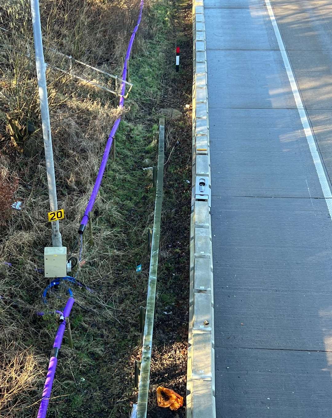 The concrete barrier has been on the hard shoulder since December 2020. Picture: Barry Goodwin