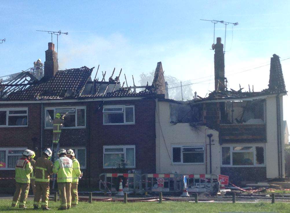 A whole terrace of homes has been seriously damaged by the explosion. Pictures: KFRS