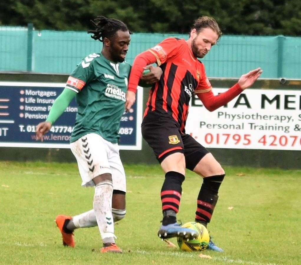 Andy Drury in action for Sittingbourne against Whyteleafe Picture: Ken Medwyn