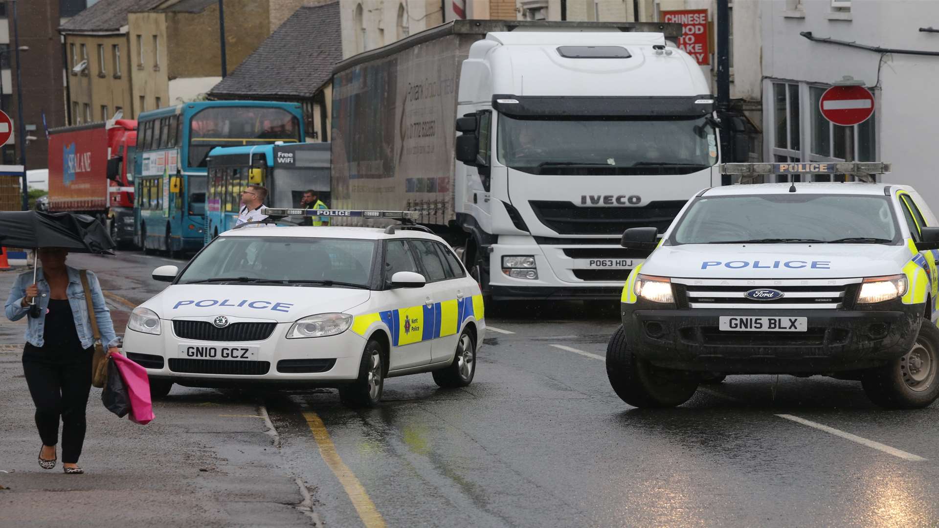 A police blockade was set up. Picture: John Westhrop