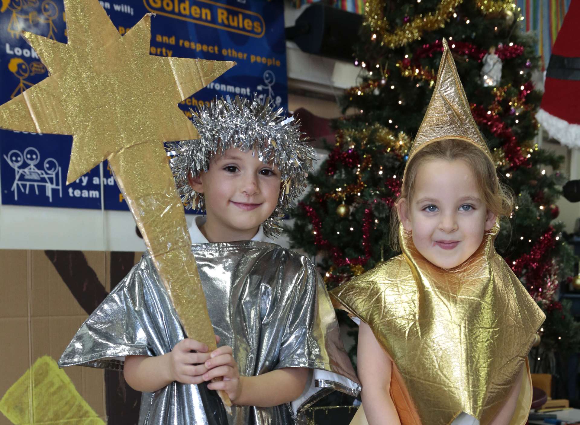 Regis Manor Primary School pupils looking shiny and bright for their festive play