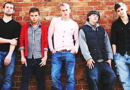 Adam Chandler, centre, with his band Futureproof. Picture courtesy Jodie Weaver/ X FACTOR