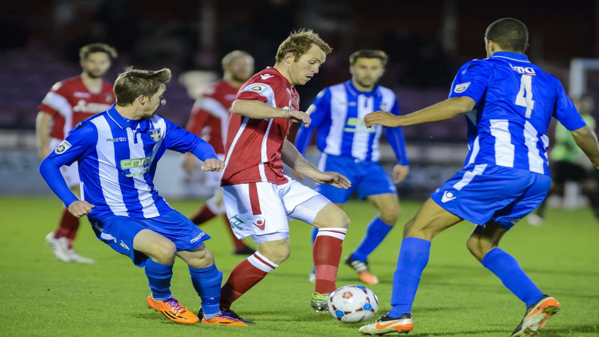Stuart Lewis on the ball for Ebbsfleet against Bishop's Stortford Picture: Andy Payton