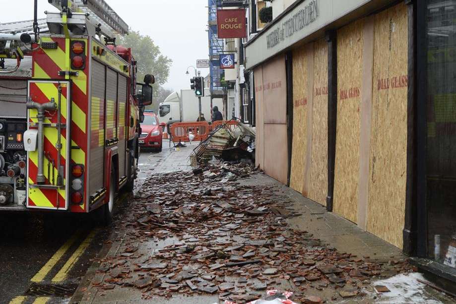 Debris in Tenterden High Street after a huge fire. Picture: Gary Browne