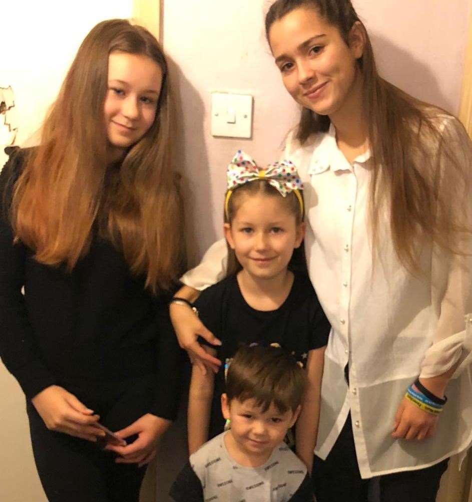 Lyrah Brewer, centre, with her two sisters and brother