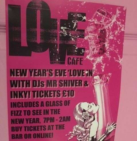 If you’re keen on a New Year’s ‘Love In’, and presuming it’s still allowed, then Mr Shiver, Inky and a glass of fizz for a tenner looks like a good deal