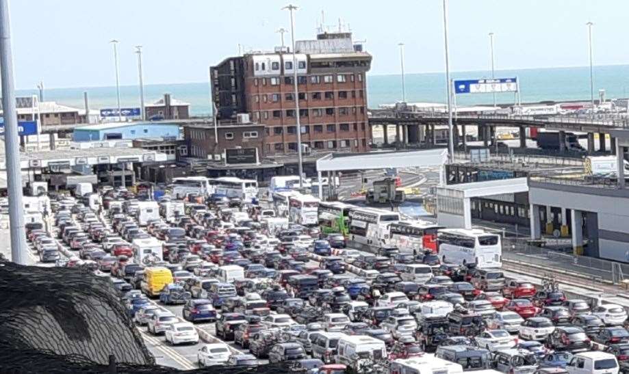 Queues at the Port of Dover on July 22 this year, with traffic gridlocking the town for hours