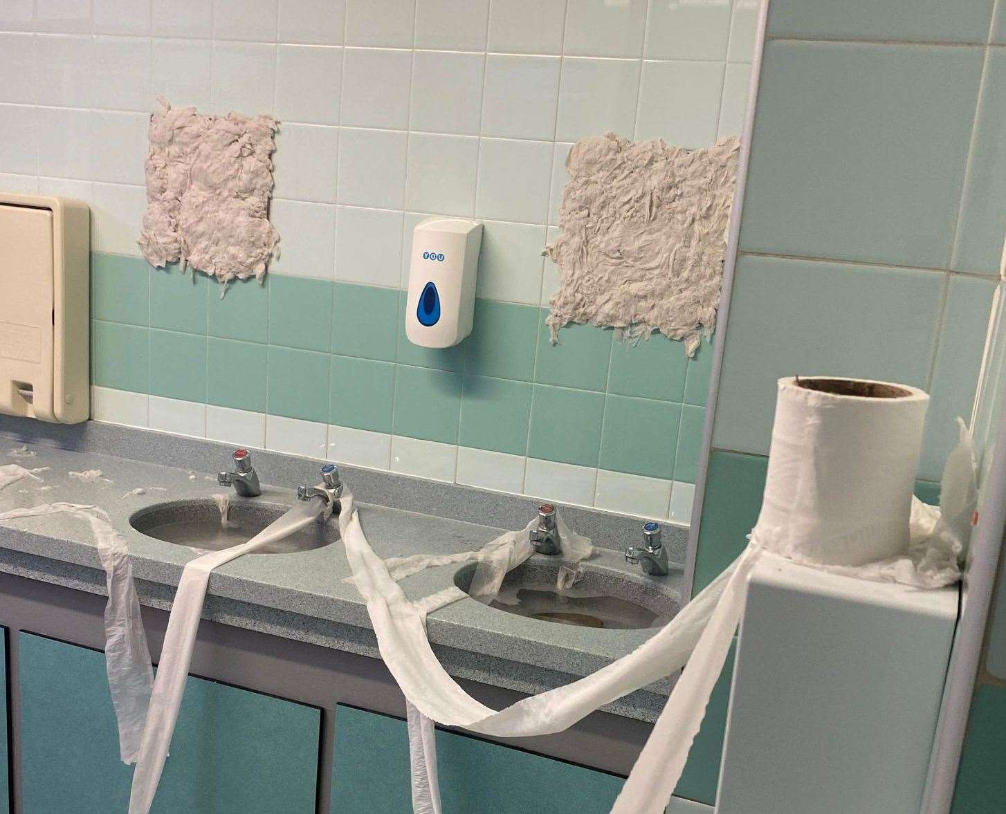 Wet tissue was stuck to the mirrors on the wall. Picture: Tenterden Town Council