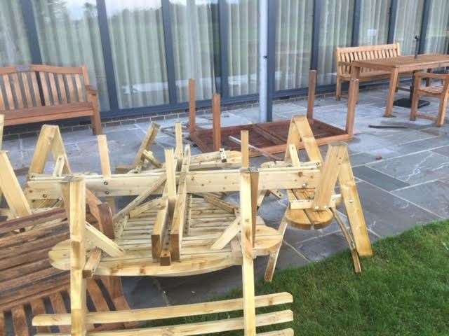 Vandals messed about with patio furniture at the golf club shortly before Christmas. Picture: Andy Selwood