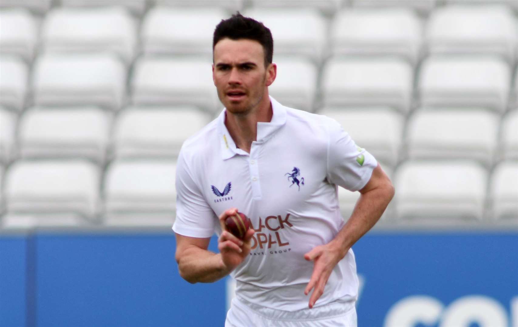 Kent's Nathan Gilchrist took 5-55 against Somerset. Picture: Barry Goodwin