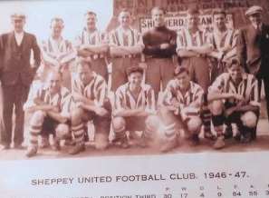 The good old days: veteran Sheppey Utd footballer Arthur 'Carrots' Turner (centre) in the 1947 team