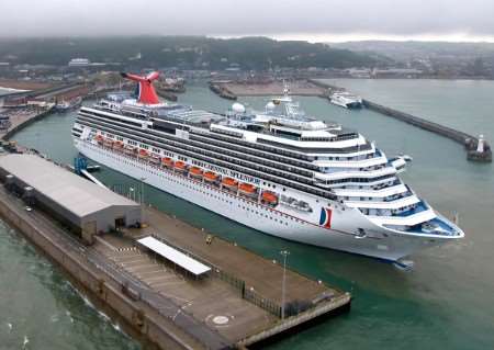 The Carnival Splendor docked at Dover