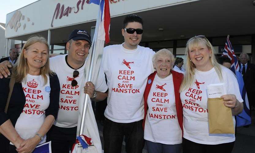 Protesters fighting the closure of Manston airport on its final day of operations