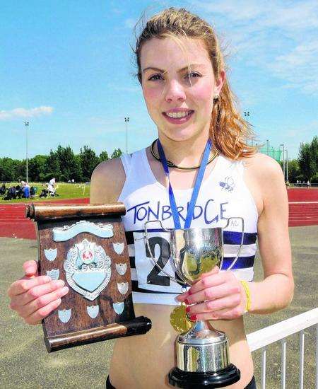 Ashford School pupil Grace Nicholls who won gold medals over 800m and 1500m at the county athletics championships