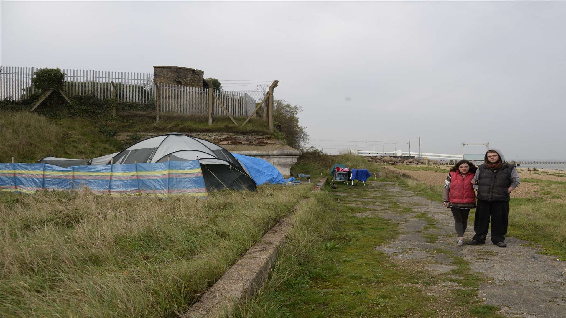 The couple are resigned to spending Christmas in their tent. Picture: Chris Davey