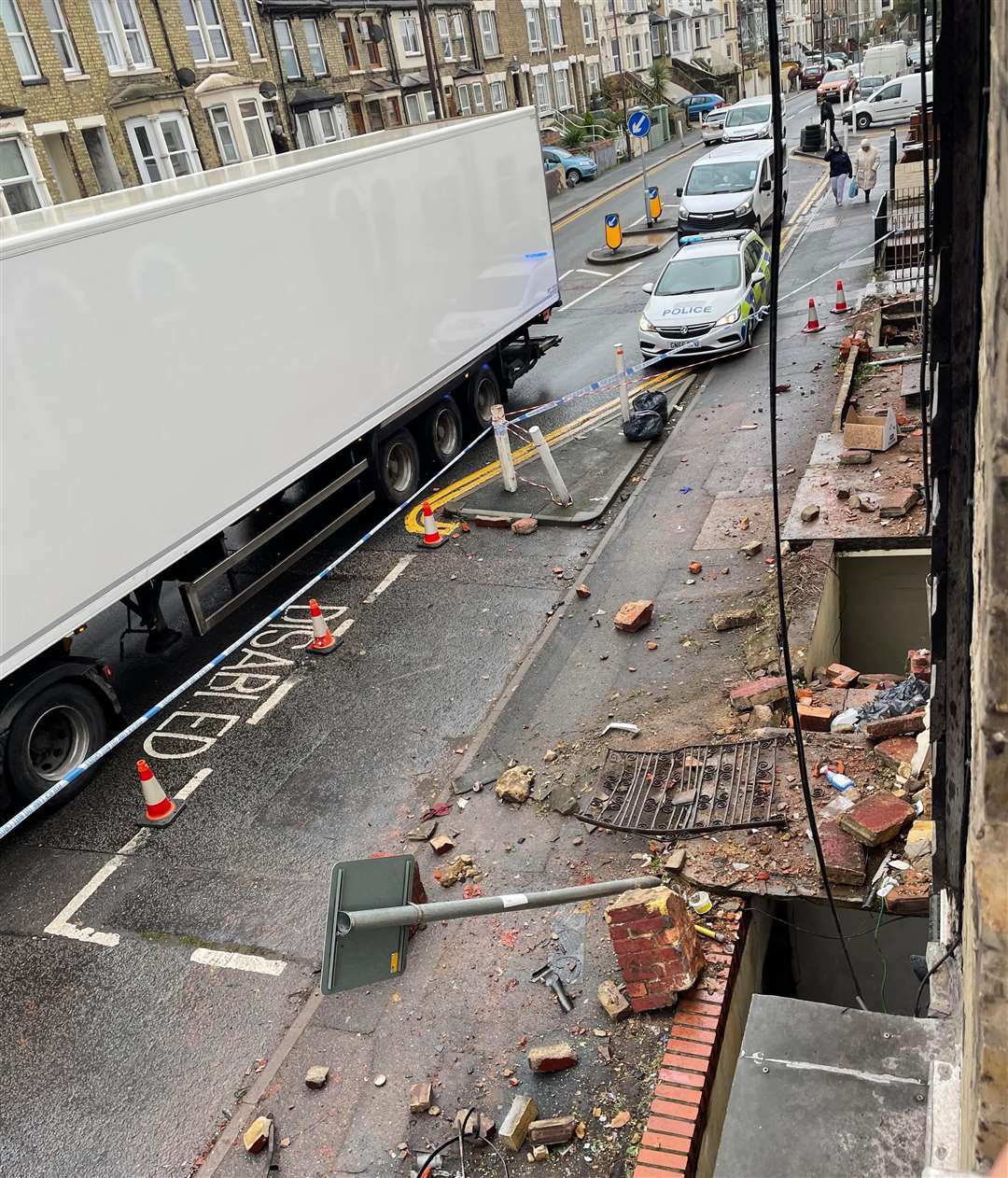 The damage in Luton Road, Chatham