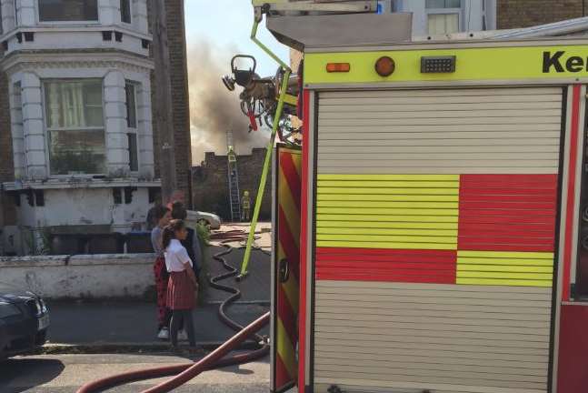 The fire is in a derelict building in Harold Road. Picture: Mark Caldwell