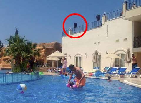 The holiday resort loud speaker which fell on to the head of Stanley Burch who suffered a brain injury. Picture: SWNS