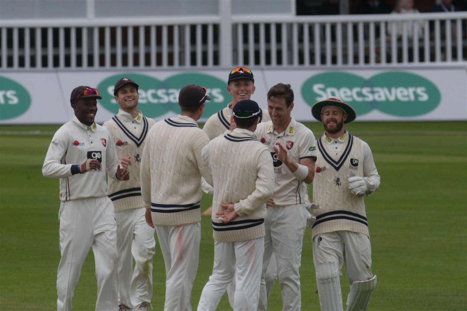 Kent celebrate a Matt Henry wicket in 2018. Picture: Chris Davey.