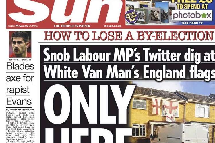 The front page of Friday's Sun
